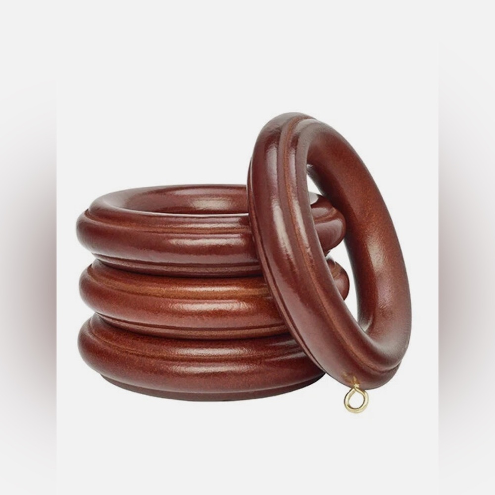 TWO PACK NEW Kirsch Wood Trends 2" Curtain Rings Mahogany Finish